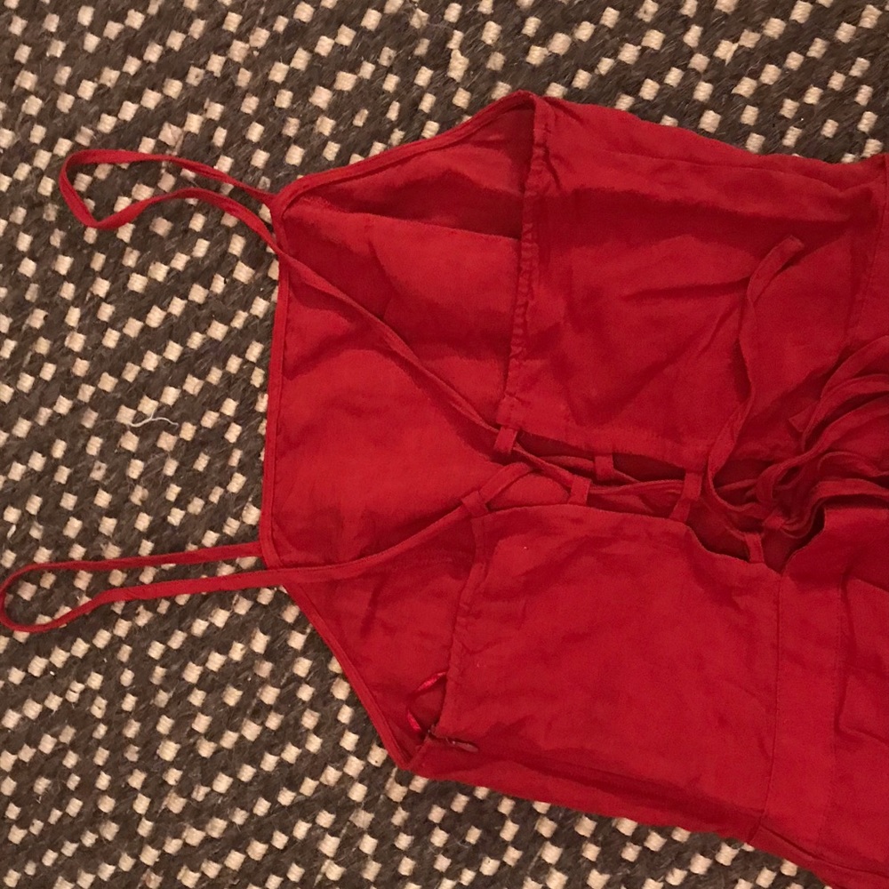 Red lace up jumpsuit